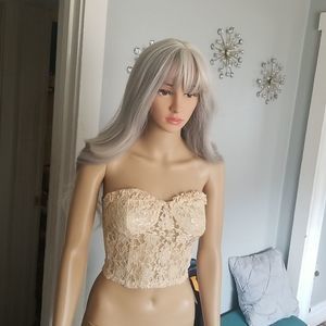 DO MY SELF Lace Cream Nude Stretchy Bustier NWT Sz. Small
